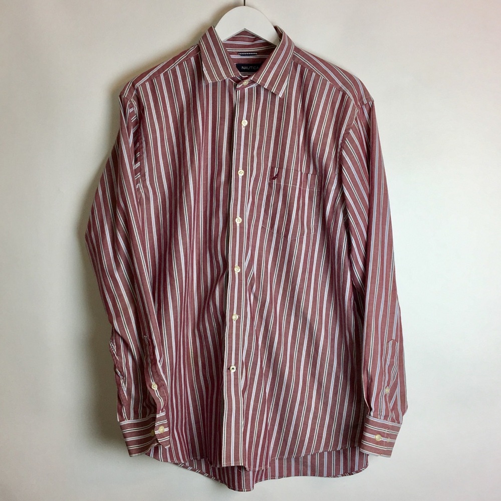 Nautica Long Sleeve Casual Button Up Shirt Large
